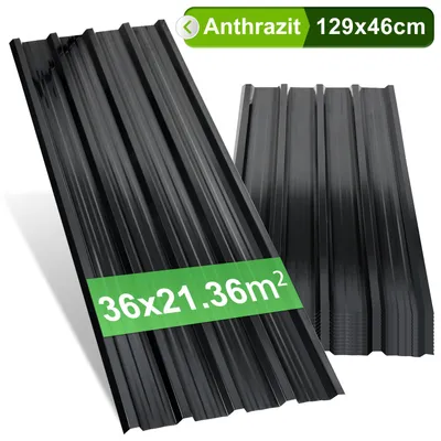 Obrázok produktu pre Peviasot 36x profilový plech, trapézový plech, strešný plech, pozinkovaný oceľový plech – vlnitý profil v antracitovej farbe, oceľové strešné dosky pre exteriér, na strechy, prístrešky