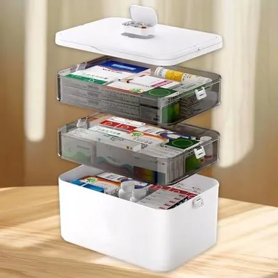 Zdjęcie produktu dla Organizer na lekarstwa 3 poziomowy pudełko apteczka domowa