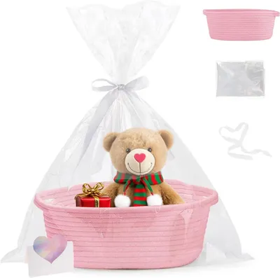 Obrázek produktu pro Pletený bavlněný košík na dárky 30x20x12 cm s mašlí