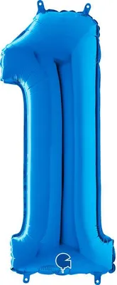 Zdjęcie produktu dla Balon Foliowy Cyfra 1 Niebieski, 66 cm Grabo