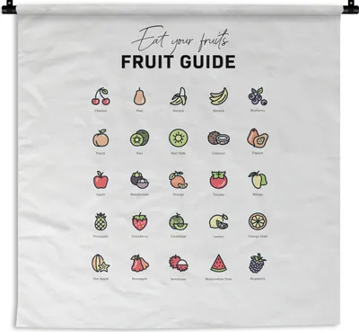 Produktbild von MuchoWow® Wandteppich Wandbehang Küche - Obst - Lebensmittel 120x120 cm Tapisserie Dekoration Wandtuch - Modern - Baumwollgewebe