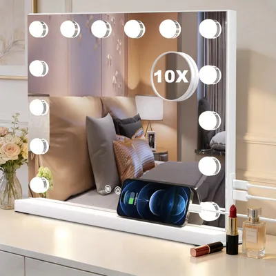 Immagine prodotto di Specchio da trucco illuminato SURFOU per Hollywood, con 14 luci LED
