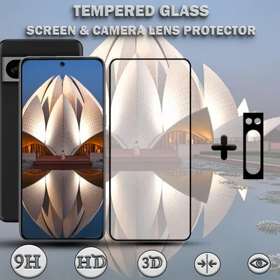 Produktbild von 1-Pack Google Pixel 8 Pro Displayschutzfolie & 1-Pack Kameraschutz - Gehärtetes Glas 9H - Super Qualität 3D