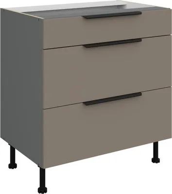 Immagine prodotto di Mobiletto inferiore con cassetti LUNARA - larghezza 80 cm, beige scuro / antracite
