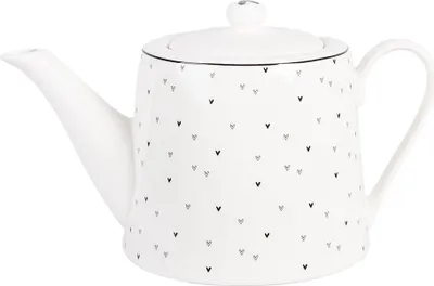 Image de Clayre & Eef Théière 1000 ml Blanc Porcelaine Coeurs