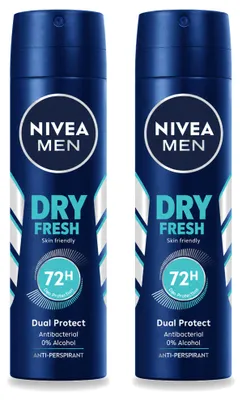 Obrázok produktu pre 2 x NIVEA MEN Dry Fresh antiperspirant vo forme spreju - 150 ml - výhodná balenka - 2 kusy