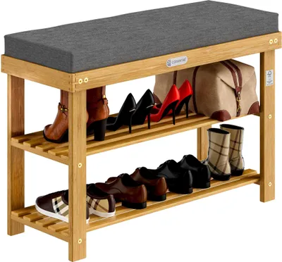Immagine prodotto di Panca portascarpe, legno di acacia 70x33x48cm, cuscino