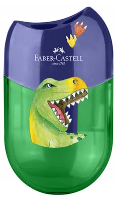 Image de Faber-Castell 183552 FABER-CASTELL Taille-crayon double "Dino", vert/bleu