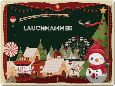 Produktbild von vianmo Blechschild 30x40 cm Weihnachtsgrüße aus Lauchhammer Weihnachten