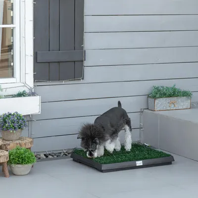 Produktbild von Sweiko Hundetoilette mit Gras 63 x 51 cm Hundeklo Waschbar Welpentoilette Welpenklo mit herausnehmbarer Schublade, Trainingsunterlage für Kleine Hunde Große Hunde