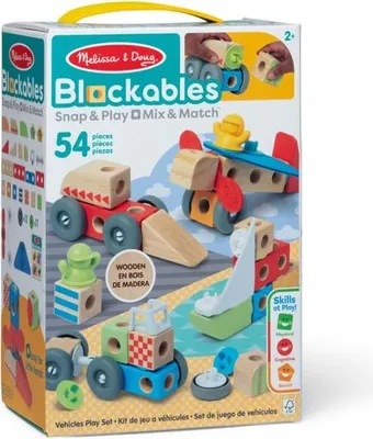 Image de Melissa & Doug Blockables Les Véhicules, 54 Pièces, Jeu de Construction en Bois Dès 2 Ans