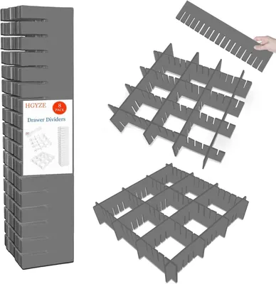 Schubladen-Organizer 8er-Set 42x9 cm grau verstellbar