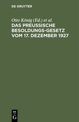 Produktbild von Das preußische Besoldungsgesetz vom 17. Dezember 1927