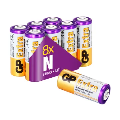 Produktbild von GP Extra Alkaline LR1 Batterien (Typ 910A, Lady, N, E90) Spannung 1,5 Volt, 1,5V (Pack mit 8 Stück)