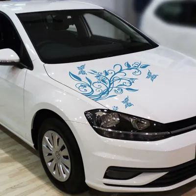 Produktbild von Aufkleber - Blumenranke Autoaufkleber + 3 Schmetterlinge 92cm x 60cm hellblau - Tuning Carystyling Heckscheibe Auto