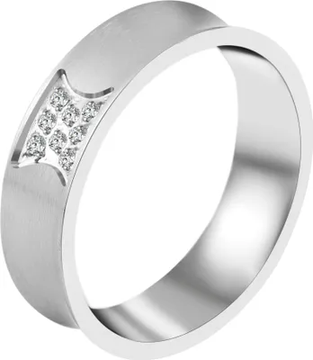 Produktbild von Akzent Partnerring für Damen, Edelstahl, Similibesatz, matt & silberfarben