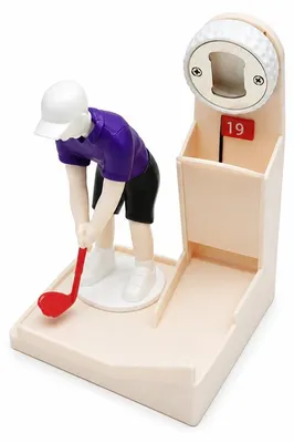 Produktbild von Flaschenöffner Golf 3D-Druck Kronkorken-Werfer – Golfer-Motiv, mit Auffangbehälter | Bieröffner Party-Gadget für Golf-Fans