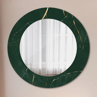 Obrázek produktu pro Ø50cm Moderní zrcadlo - nástěnné zrcadlo pro montáž na stěnu - ložnice - jemné zlaté listy