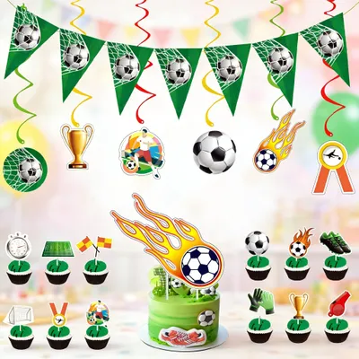 Productafbeelding van Set van 26 voetbaldecoraties voor kinderfeestjes