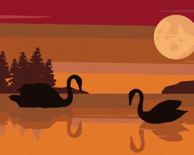 Immagine prodotto di Zuty - Dipingere con i numeri - DUE CIGNE SUL LAGO, 40x50 cm, senza cornice e senza tela