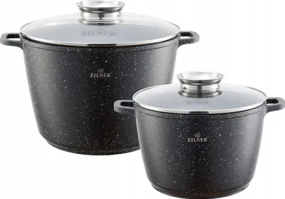 Immagine prodotto di Zilner set di due pentole grandi marmorizzate 6,2 l/10,2 l set di pentole per induzione, pentole per cottura, pentole per induzione | set di pentole, set di pentole adatte per i