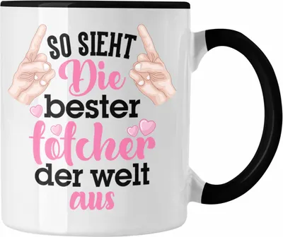 Produktbild von Trendation - Tochter Geschenk Tasse Pink Vater Mama Geschenk für Töchter Spruch Beste Tochter Kaffeetasse (Schwarz)