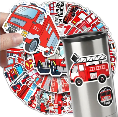 Produktbild von Feuerwehrauto-Aufkleber-Set, 50 bunte Teile, zum Basteln für Kinder