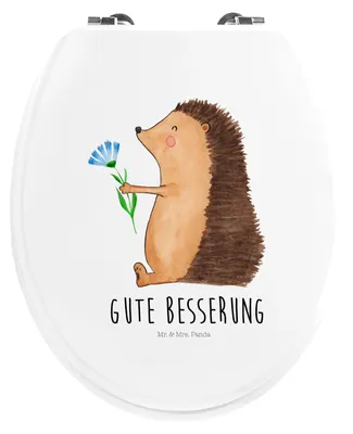 Produktbild von Mr. & Mrs. Panda WC Sitz Igel Blumen - Weiß - Geschenk, Krankenhaus, Toilettendeckel, Klo-Deckel, Krankheit, WC-Sitz, klo deckel, Gute Besserung, Laune, Klodeckel, Besuch