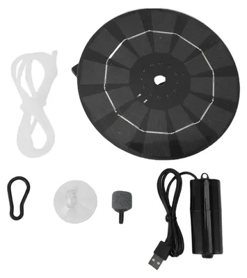 Productafbeelding van Zonnepaneel-zuurstofgenerator voor vijvers, 10 W, monokristallijn silicium, rond, USB, aquarium-zuurstofpomp, beluchter voor buitenbaden