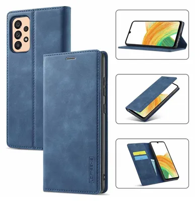 Produktbild von Galaxy A33 5G Hülle, Standfunktion Kartenfach Wallet Leder Schutzhülle für Samsung Galaxy A33 5G Blau