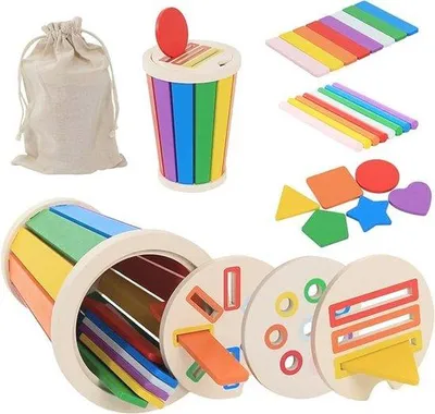 Productafbeelding van Montessori Speelgoed voor Peuters - Houten Sorteerspeelgoed en Stapelspeelgoed