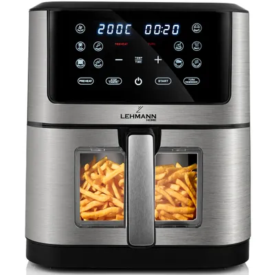 Produktbild von Frytkownica beztłuszczowa LEHMANN BAKADO 1800W, AirFryer, nieprzywierająca 8l, panel dotykowy LED, frytkownica z okienkiem, timer