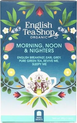 Produktbild von English Tea Shop  Tee-Kollektion Morning Noon & Night - 20 Teebeutel - 5 Sorten für den ganzen Tag - Geschenkset für Teeliebhaber - Fairtrade