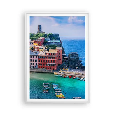 Produktbild von Gerahmtes Poster - Weißer Rahmen - Farben Gebäude Italien - 70x100 cm - Wand Bild - Wanddeko - Wandbilder - Kunstposter - Wandposter - Bilderrahmen - Bilder - Kunstdruck - P2WPA70x100-5015