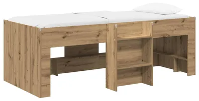 Productafbeelding van vidaXL Kinderbed met hemelbed, Artisan-eikenhout, 75 x 190 cm, houtvezel