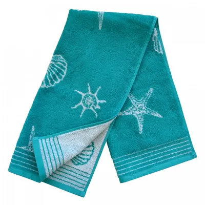 Produktbild von Dyckhoff Unisex Duschtuch Maritim Seashell XL - türkis - Größe 70x140cm