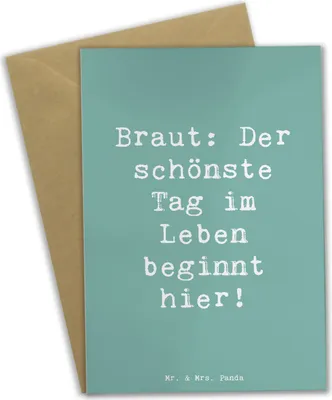 Produktbild von Mr. & Mrs. Panda Klappkarte Spruch Braut Tag - Meeresbrise - Geschenk, Erinnerung, einladungskarten, Glückwunschkarte, babykarte, weihnachtskarten, Liebe, hochzeitskarten
