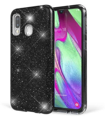 Produktbild von NALIA Glitzer Handyhülle für Samsung Galaxy A40, Diamant Schutzhülle Glitzer Handyhülle Schwarz