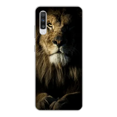 Produktbild von MuchoWow® Handyhülle Schutzhülle Hülle für Samsung Galaxy A70 Löwe - Licht - Schwarz Silikon Softcase Handy Hülle - Schutzhaube