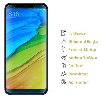 Produktbild von 2x 9H Hartglas für Xiaomi Redmi 5 Panzerfolie Displayschutz Schutzglas HD KLAR Panzerglas Schutzfolie