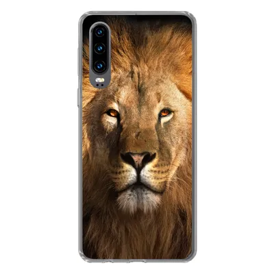 Produktbild von MuchoWow® Handyhülle Schutzhülle Hülle für Huawei P30 Löwe - Tiere - Schwarz - Hell - Braun - Porträt Silikon Softcase Handy Hülle - Kartenbesitzer