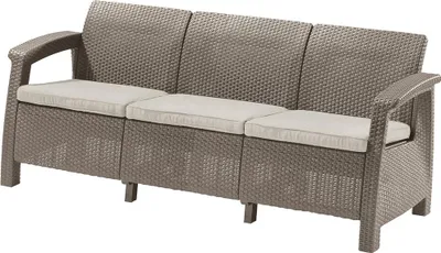Obrázek produktu pro Zahradní pohovka Allibert Corfu Love Seat MAX - 182 x 70 x 79cm - cappuccino / krémová