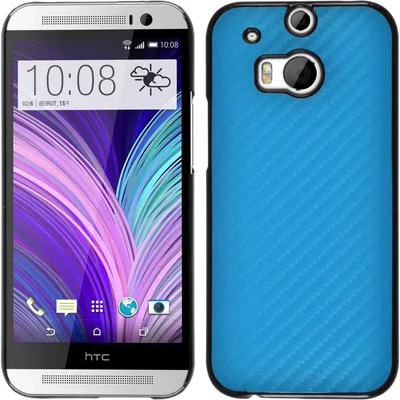 Produktbild von PhoneNatic Case kompatibel mit HTC One M8 - Hülle blau Carbonoptik Hard-case + 2 Schutzfolien