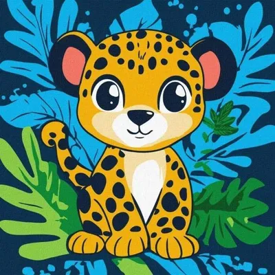 Produktbild von Malen nach Zahlen – Fröhlicher Leopard für Kinder – Ideyka