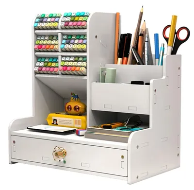 Produktbild von Stifthalter Große Kapazität - Schreibtisch Organizer - Holz Organizer - Multifunktionales Aufbewahrungsgestell - Kreatives DIY-Design
