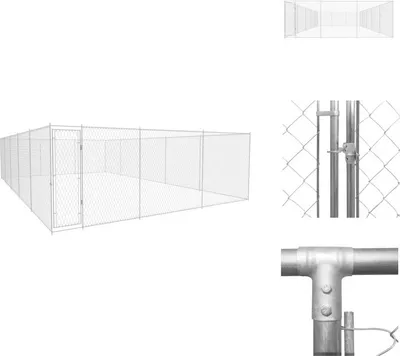 Zdjęcie produktu dla vidaXL Buda zewnętrzna dla psa Stal ocynkowana 950x570x185 cm - Budy i wybiegi dla psów