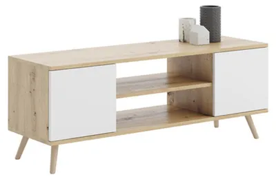 Image de Meuble TV Focus 155 cm en chêne artisan et blanc