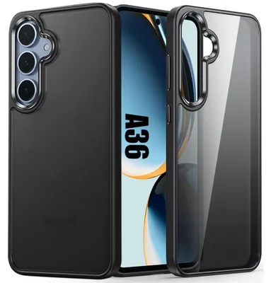 Image de Coque pour Samsung Galaxy A36 5G, Protection Anti-Rayures Dos Rigide Translucide Bordure Noir