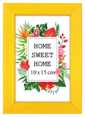 Obrázek produktu pro Rám na fotky MG Design, žlutý, formát A6 (10 x 15 cm) – vyrobený z pravého dřeva s akrylovým sklem, vhodný k zavěšení i k postavení, pro fotografie, plakáty a puzzle