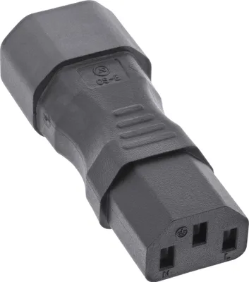 Produktbild von InLine Netzadapter IEC 60320 C14 / C13, 3pol. Kaltgeräte, Schwarz, 32 mm, 71 mm, 22 mm, 37 g, 32 mm